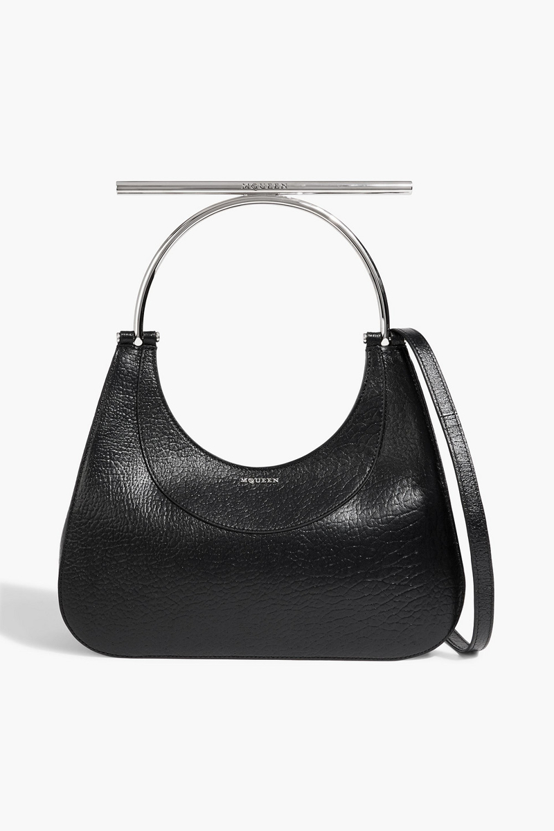 mcqueen - mini t-bar pebbled-leather shoulder bag - black - onesize