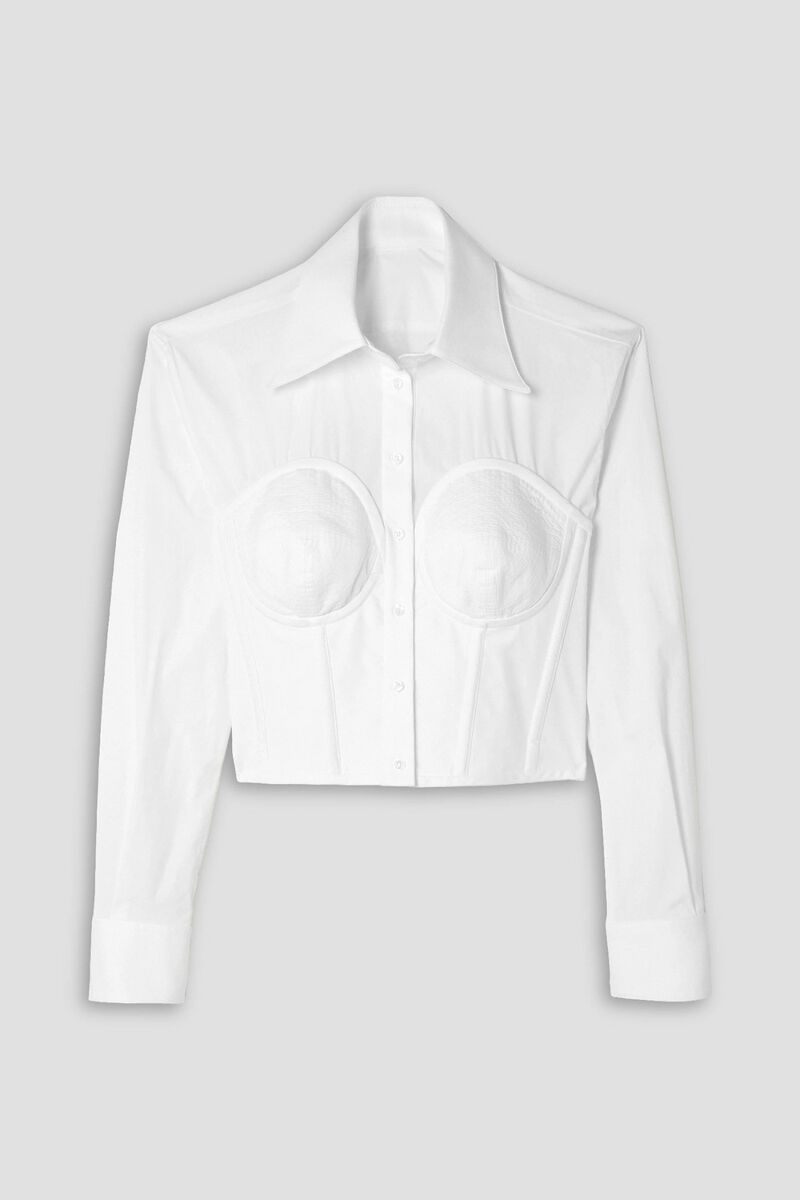 Dolce&Gabbana - Layered cotton-blend poplin and piqué shirt - White - IT 44