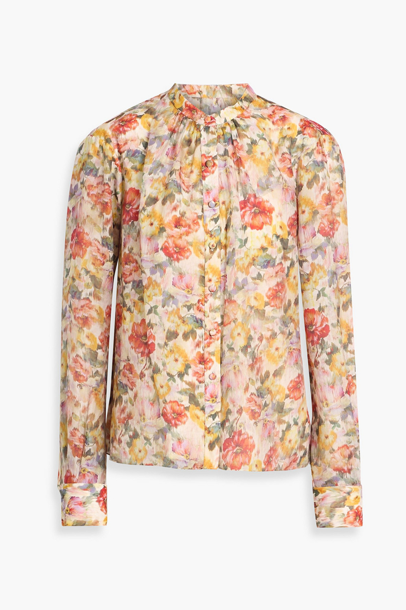 mikael aghal - floral-print crepe de chine blouse - orange - us 2
