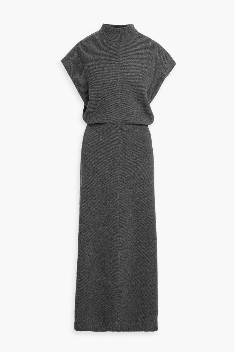 brunello cucinelli - ribbed cashmere maxi dress - gray - l