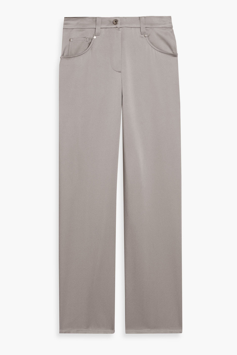 brunello cucinelli - bead-embellished satin-crepe wide-leg pants - neutral - it 36