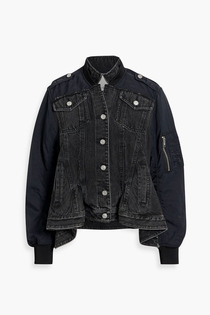 3.1 phillip lim - ruffled denim and shell jacket - gray - xs