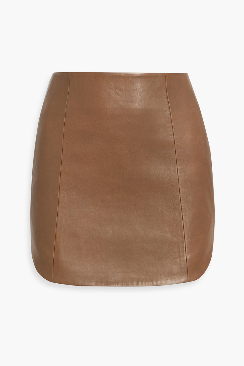 the sei - leather mini skirt - brown - us 0