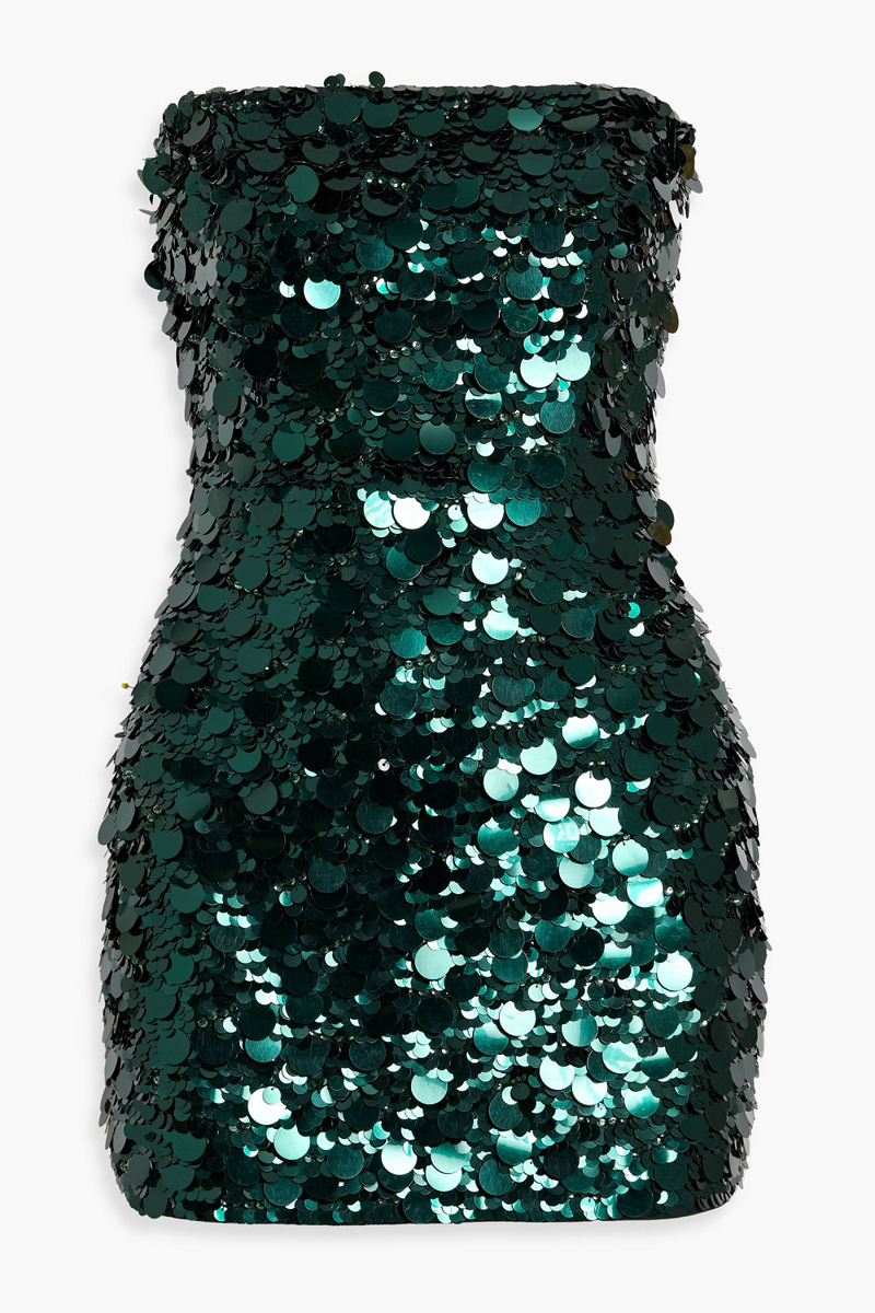 retrofête - nolia strapless sequined crepe mini dress - green - s