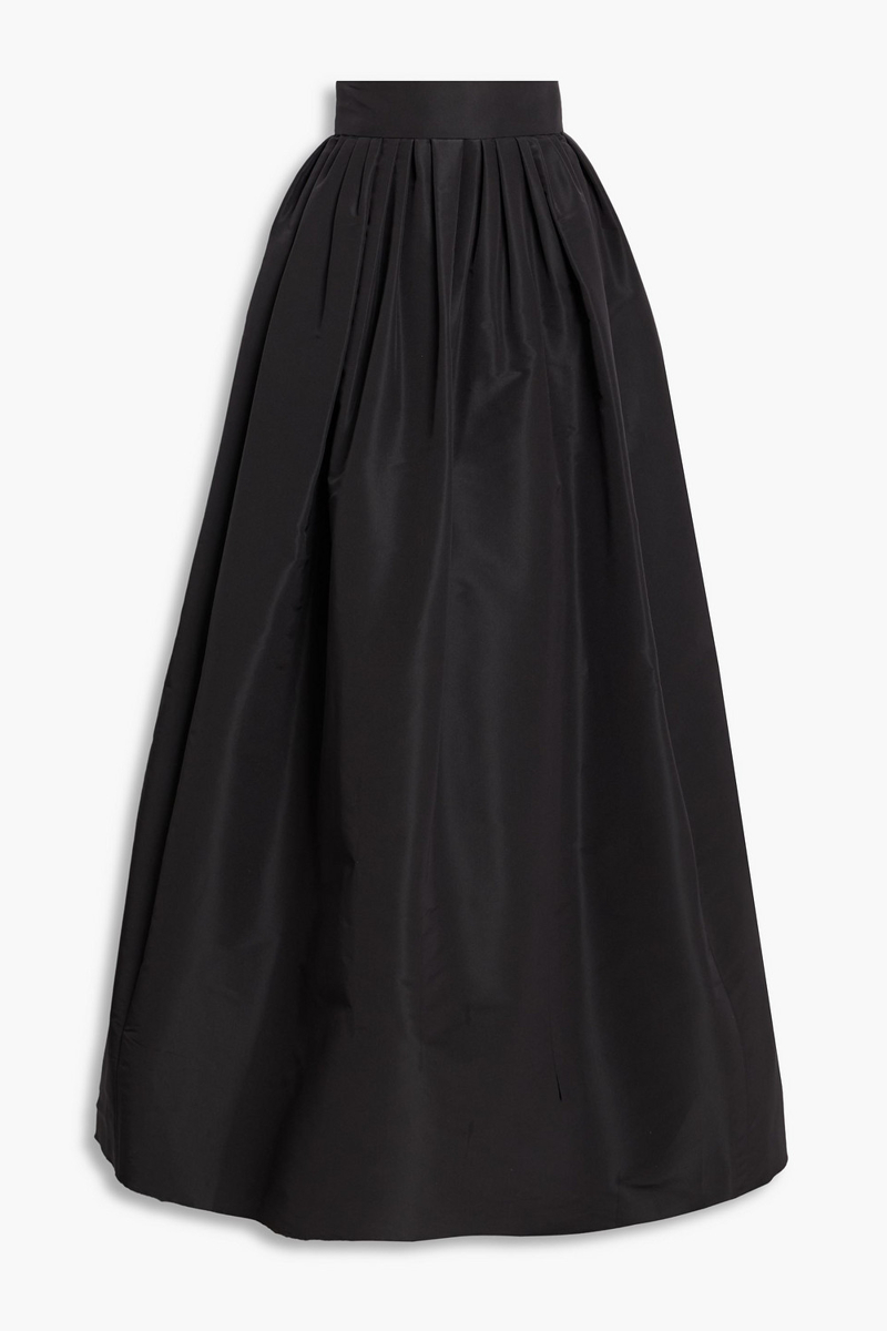 carolina herrera - pleated silk-faille maxi skirt - black - us 0