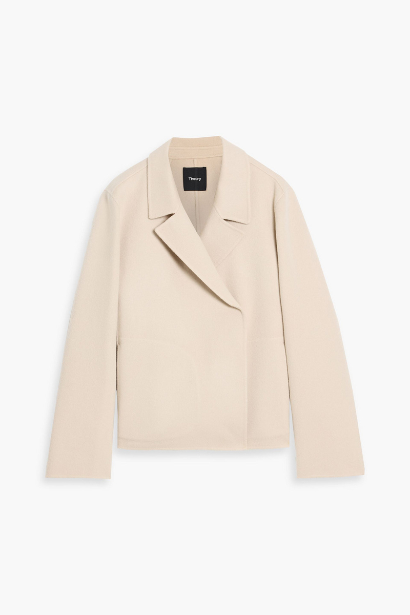 theory - sileena wool and cashmere-blend felt jacket - neutral - xl