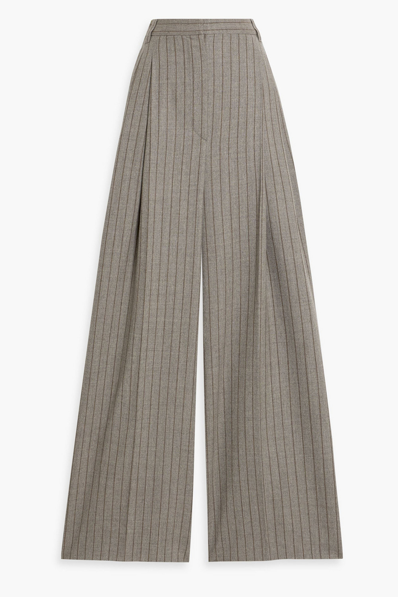 brunello cucinelli - striped wool-flannel wide-leg pants - neutral - it 38