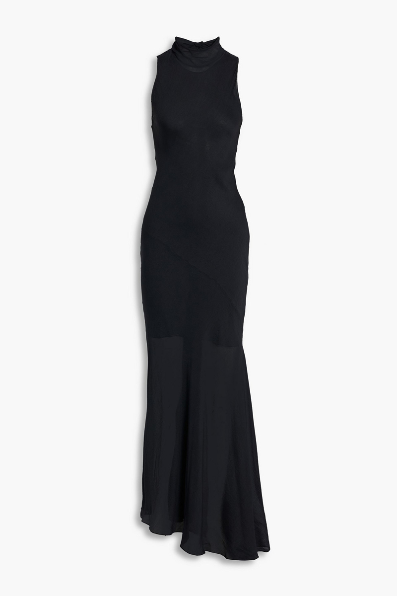 veronica de piante - christy wool and silk-blend georgette gown - black - it 38