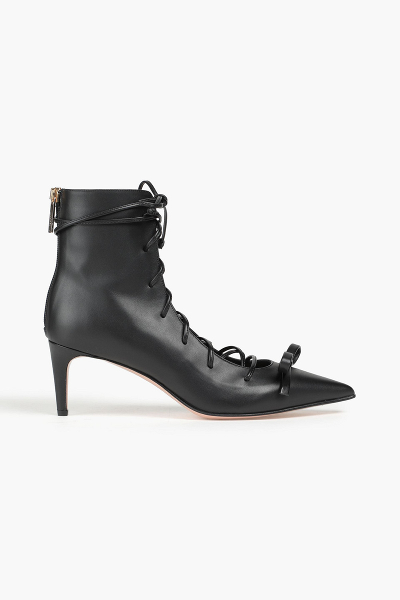RED(V) - Lace-up bow-detailed leather ankle boots - Black - EU 36