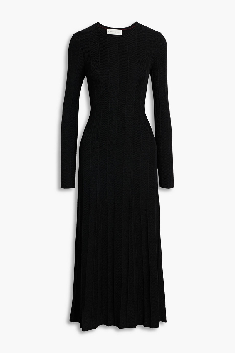 veronica de piante - anais wool midi dress - black - s