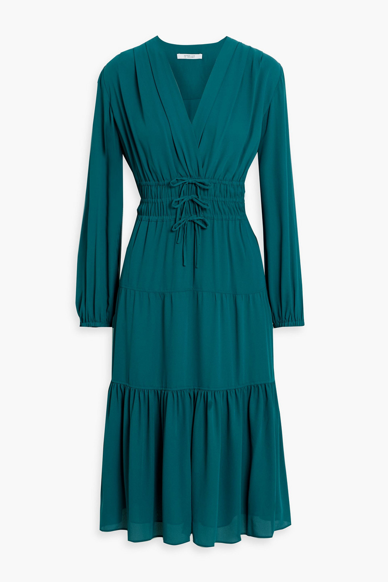 derek lam 10 crosby - elsa tiered crepe de chine midi dress - green - us 0