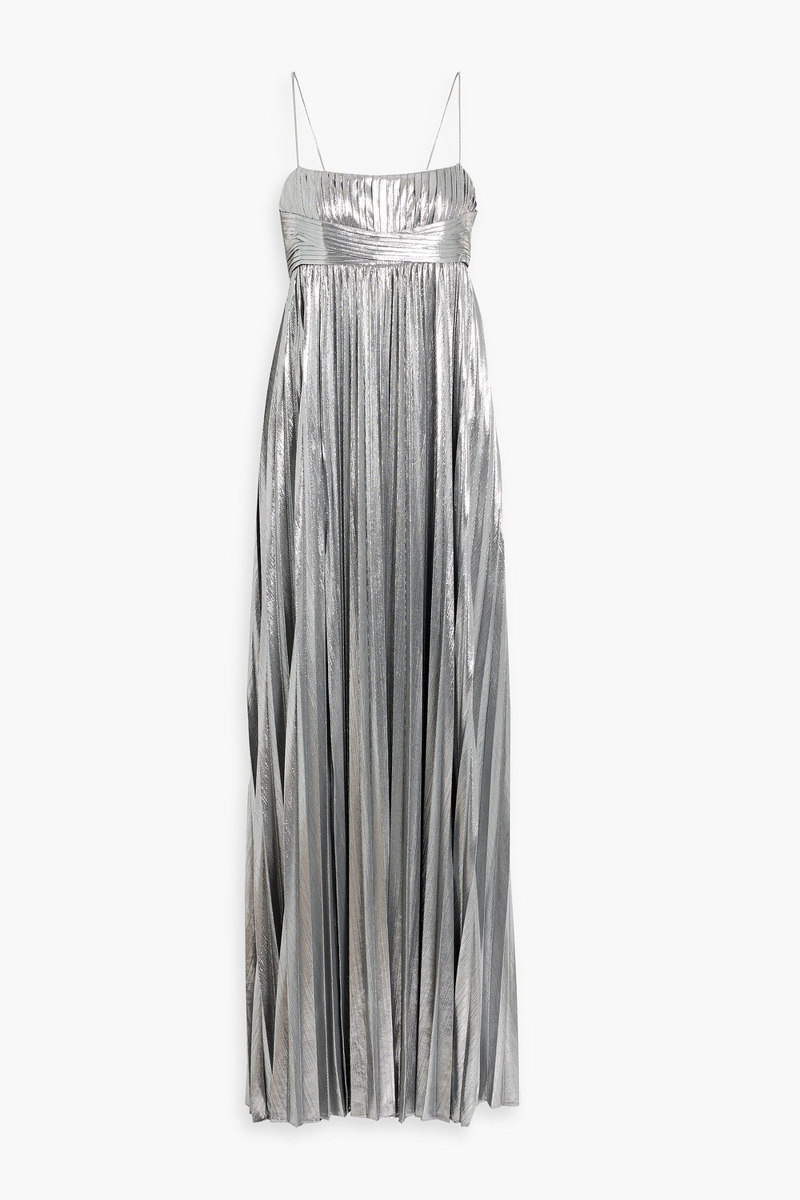 retrofête - zinnia pleated lamé maxi dress - metallic - s