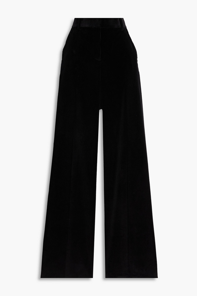 veronica de piante - anya cotton-corduroy wide-leg pants - black - it 38