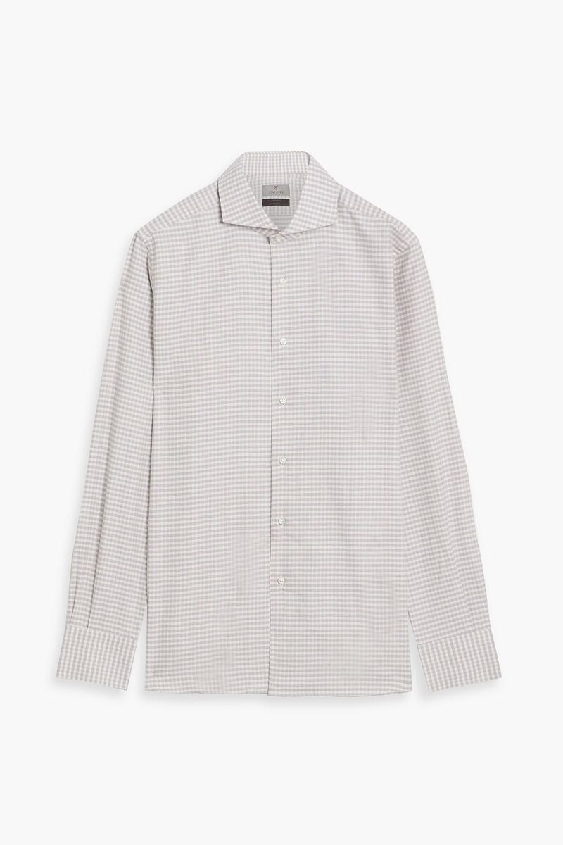 Canali - Gingham cotton and cashmere-blend shirt - Purple - 44cm