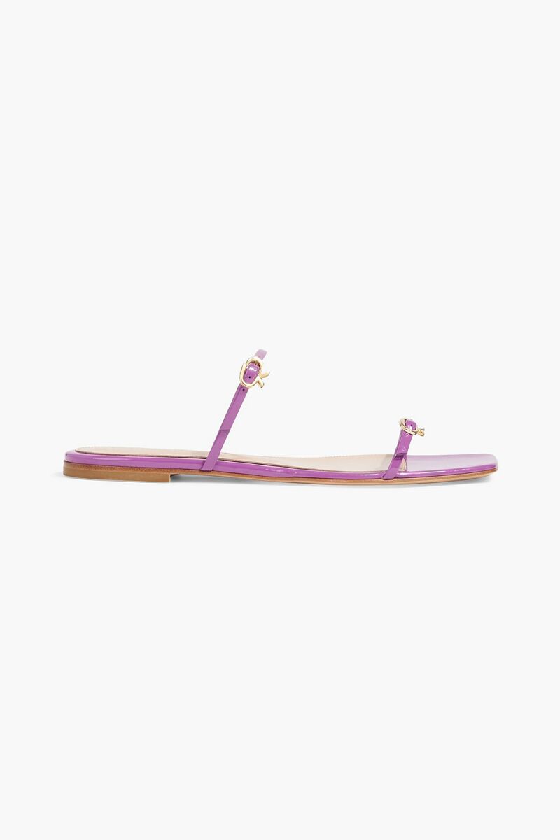 Gianvito Rossi - Ribbon Cruise patent-leather sandals - Purple - EU 40.5