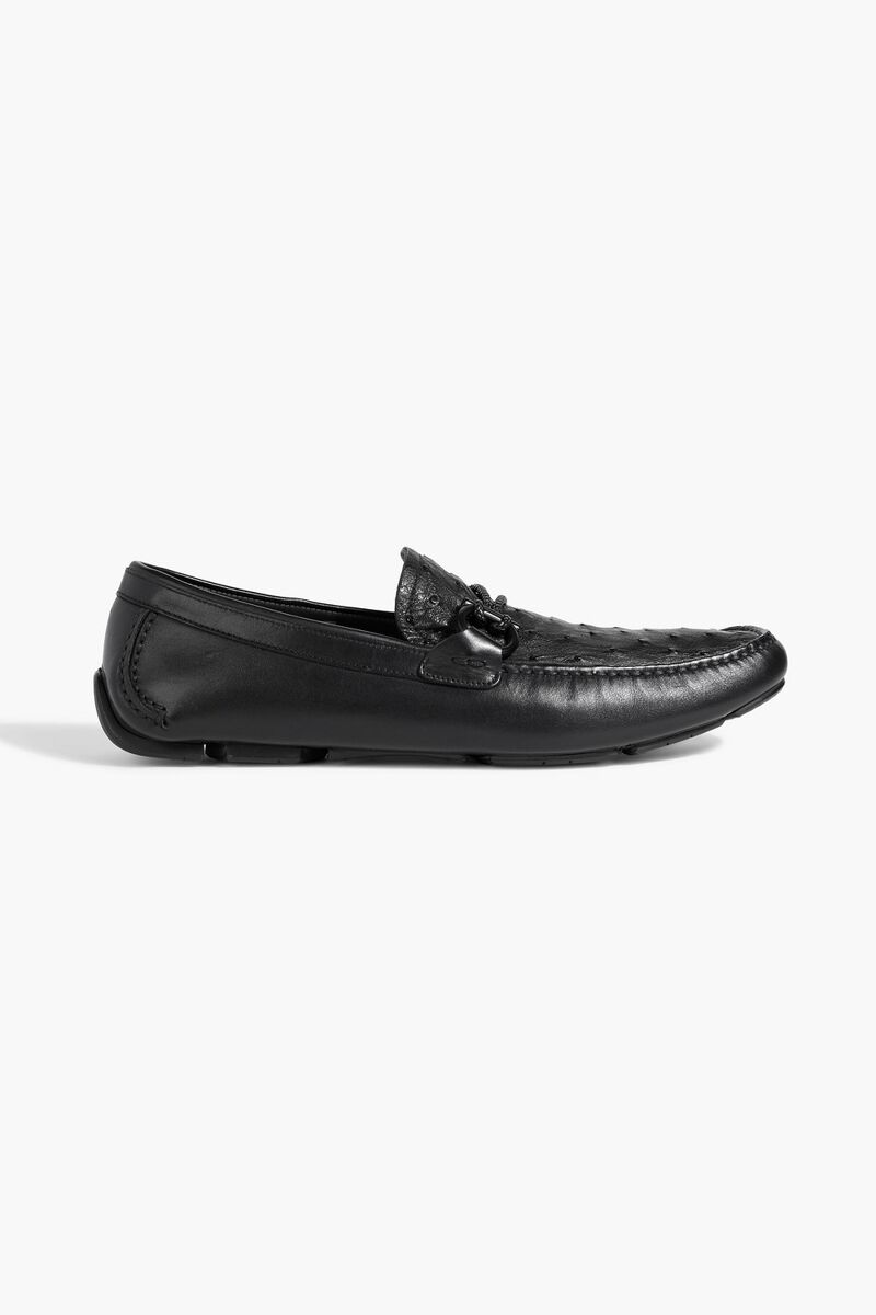 Ferragamo - Front 4 embellished leather loafers - Black - US 11