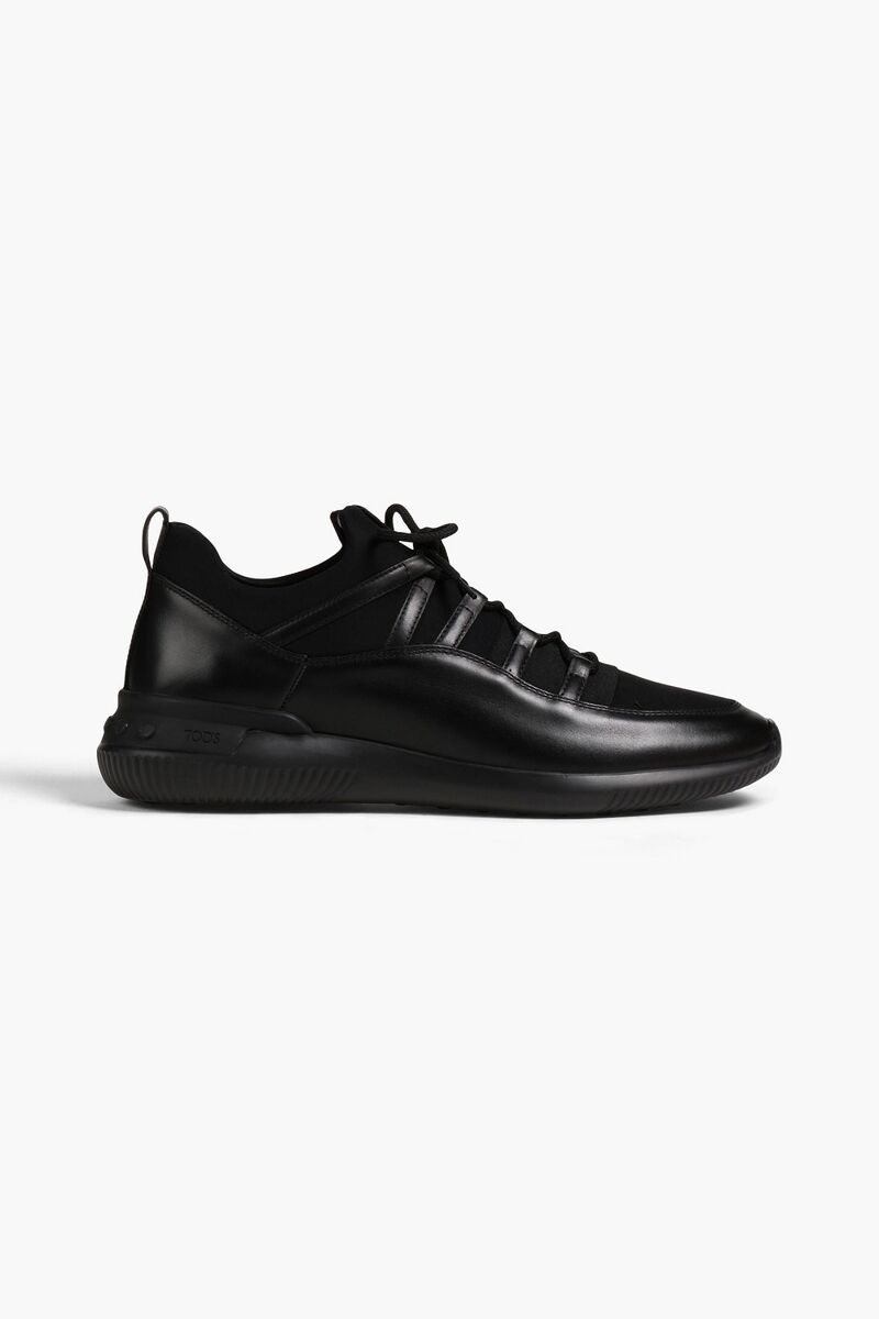 Tod's - Leather and neoprene sneakers - Black - UK 10