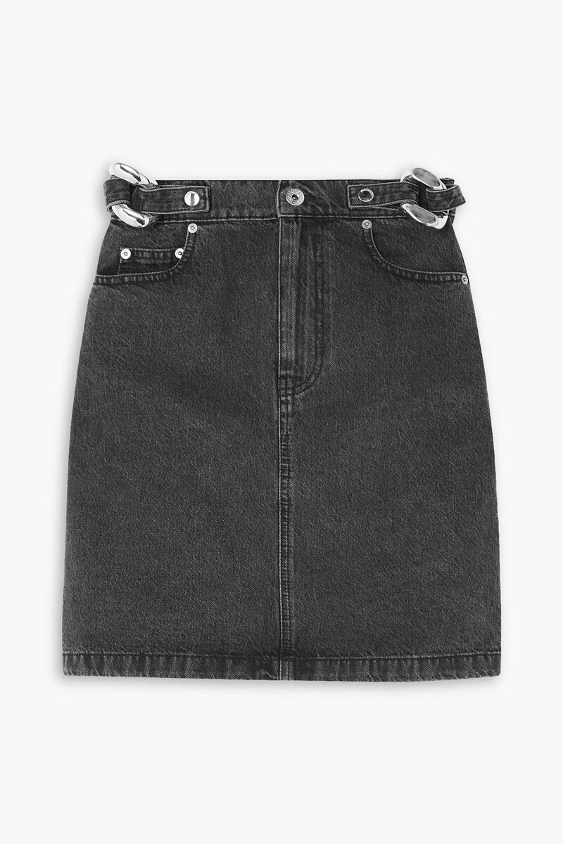 JW Anderson - Chain-embellished denim mini skirt - Black - UK 6