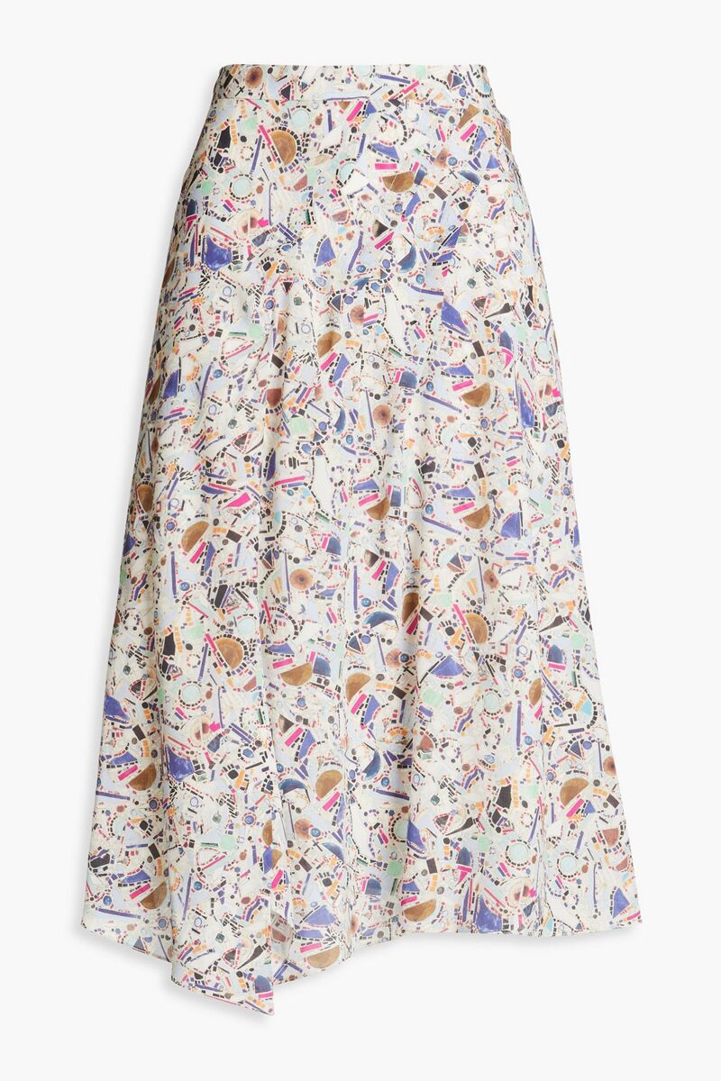 Isabel Marant - Cacia asymmetric silk-blend crepe de chine midi skirt - Blue - FR 42