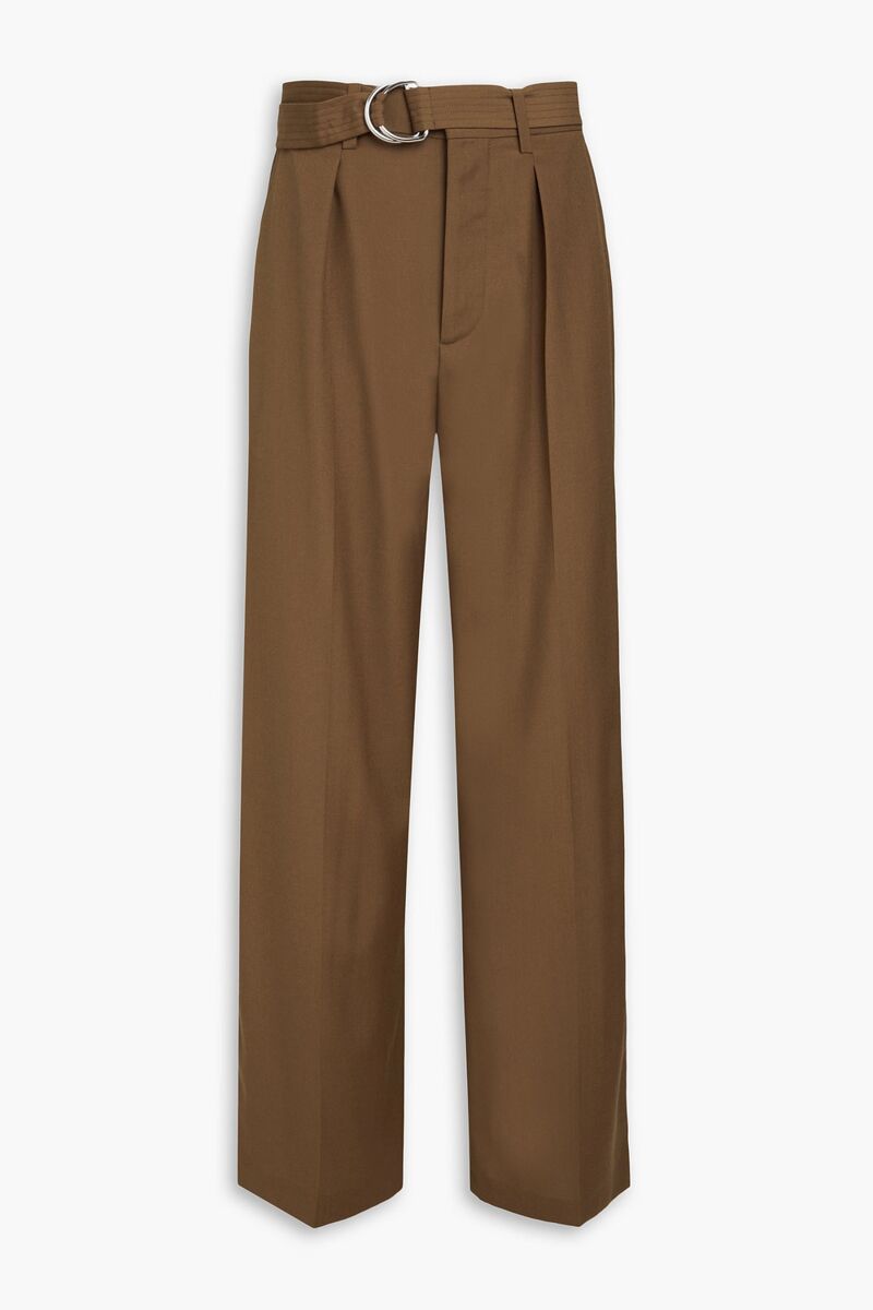 Nanushka - Bento belted pleated grain de poudre pants - Brown - IT 52