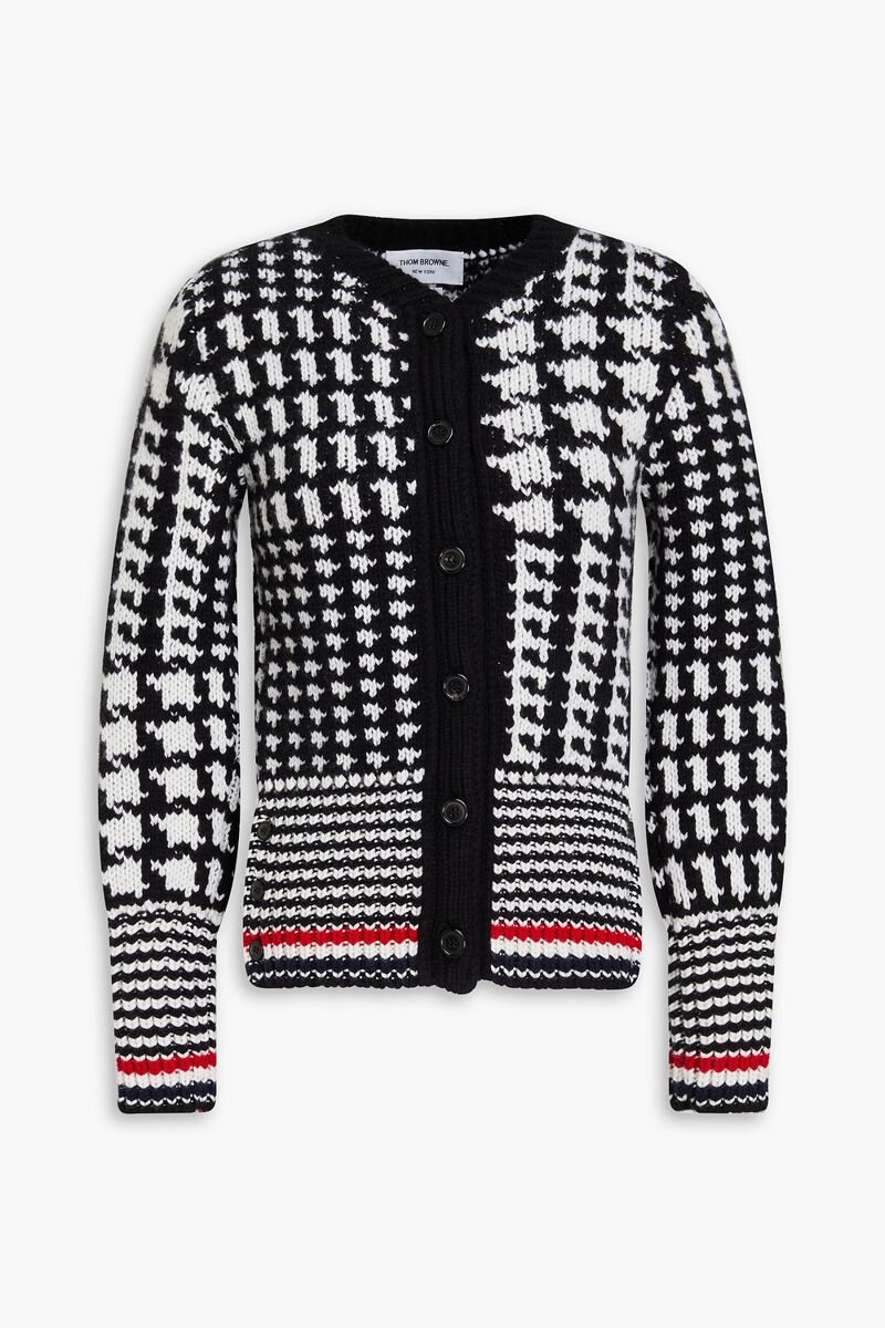 Thom Browne - Houndstooth cashmere cardigan - Black - IT 40