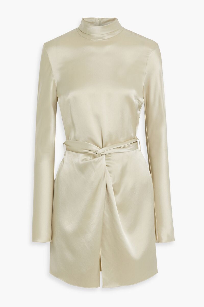 Nanushka - Belted satin-crepe mini dress - Green - L