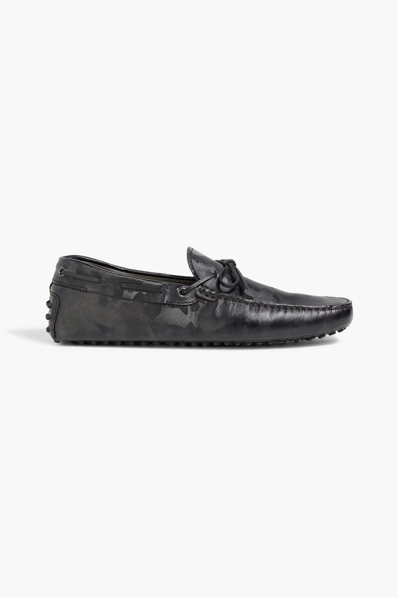 Tod's - Camouflage-print textured-leather driving shoes - Black - UK 8.5