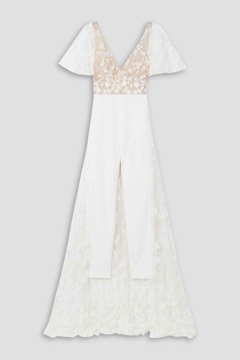 Rime Arodaky - Malak embroidered tulle and crepe jumpsuit - White - FR 36