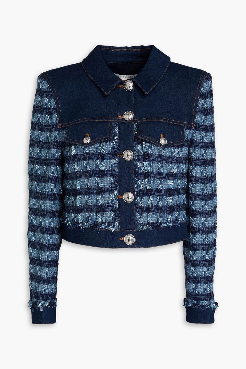 Veronica Beard - Santo cotton-blend tweed and denim jacket - Blue - US 12