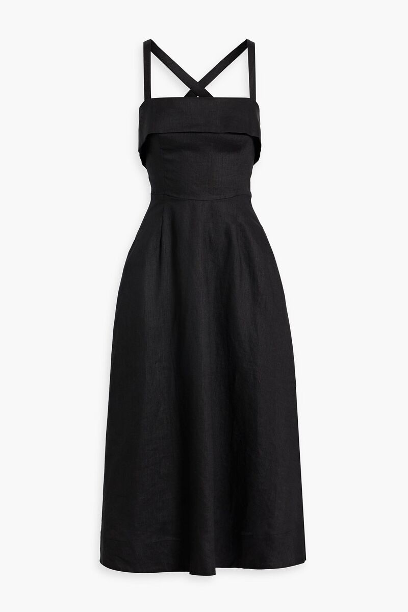 Nicholas - Linen midi dress - Black - US 6