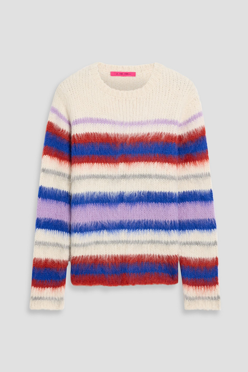 the elder statesman - thistle vineyard striped alpaca-blend sweater - white - xs