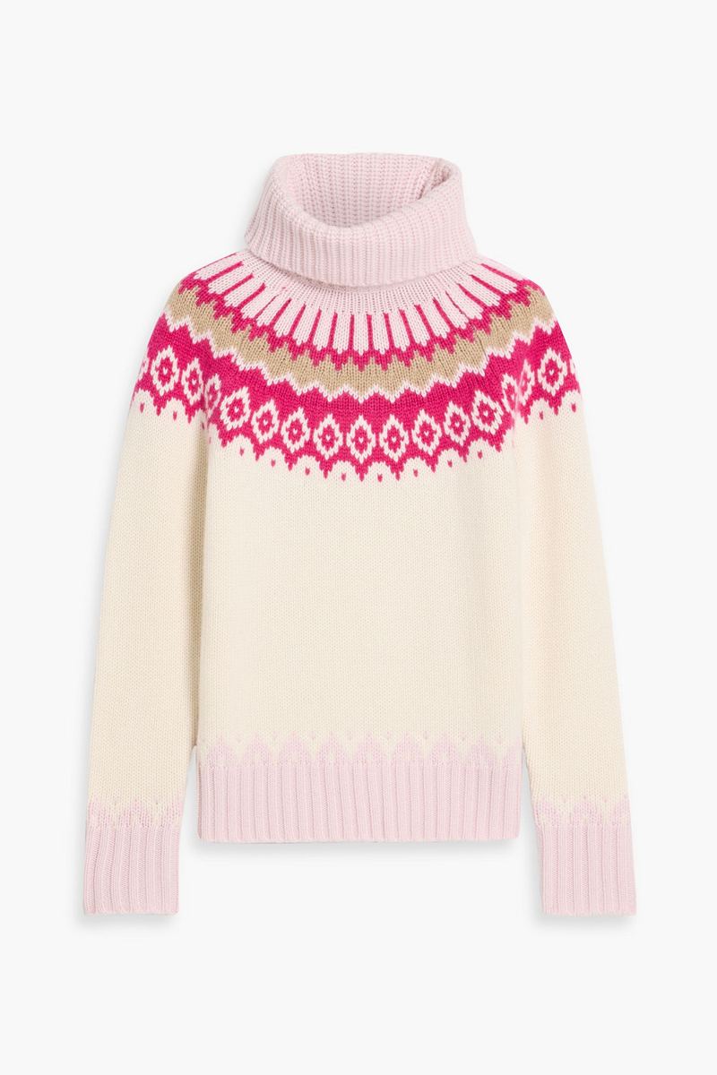 bogner - ingrid fair isle cashmere turtleneck sweater - pink - de 36