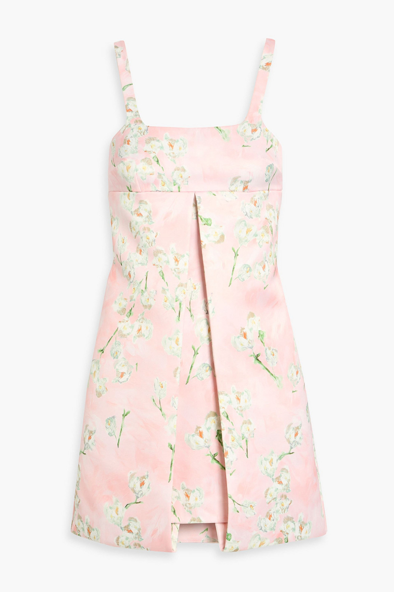 emilia wickstead - levisa layered floral-print duchesse-satin mini dress - pink - uk 6