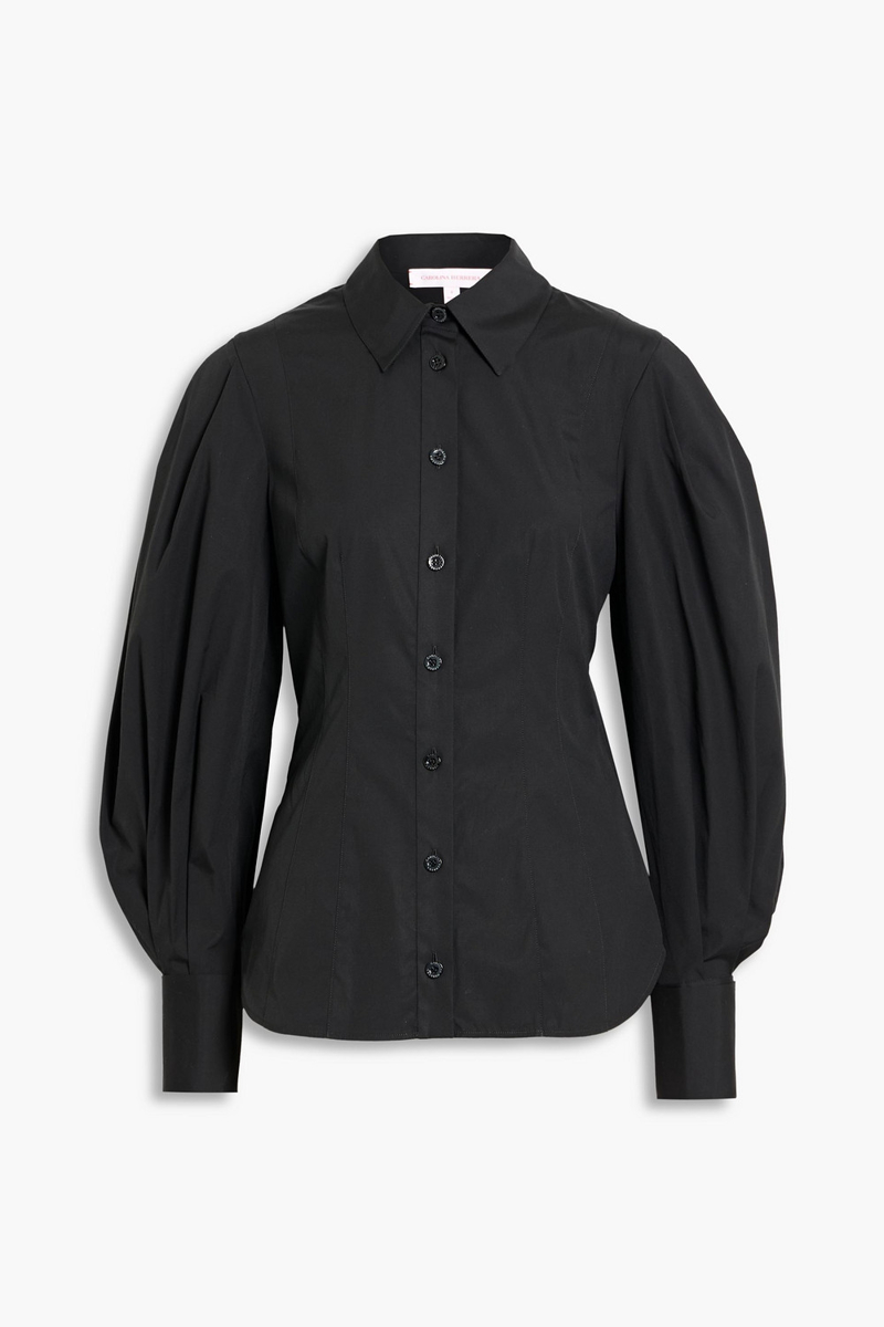 carolina herrera - cotton-blend poplin shirt - black - us 0