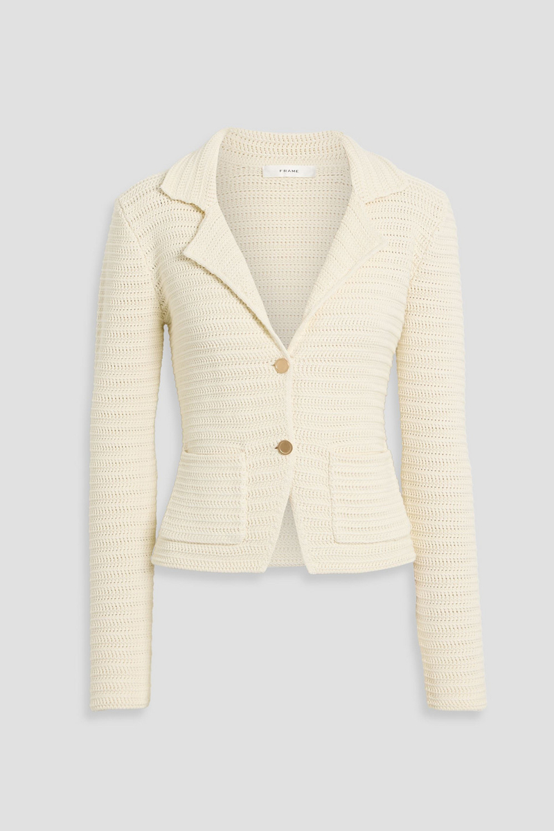 frame - crocheted cotton blazer - white - xs