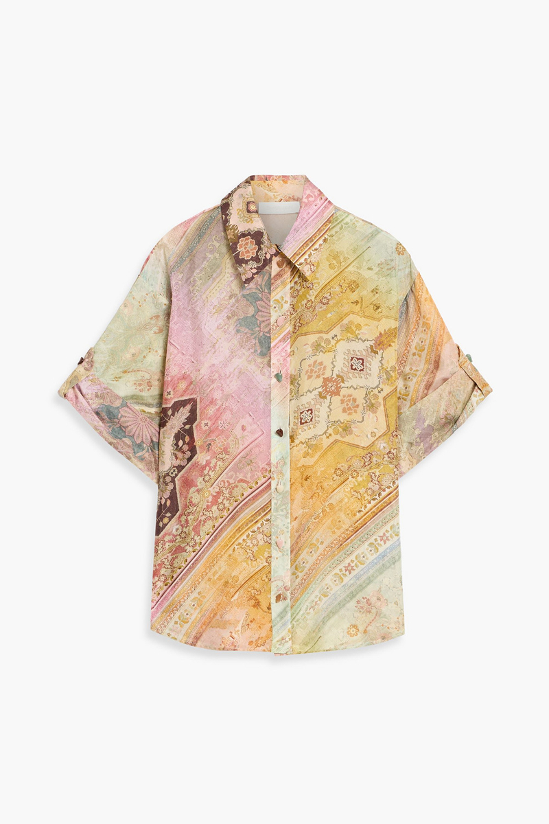 zimmermann - printed silk crepe de chine shirt - yellow - 0
