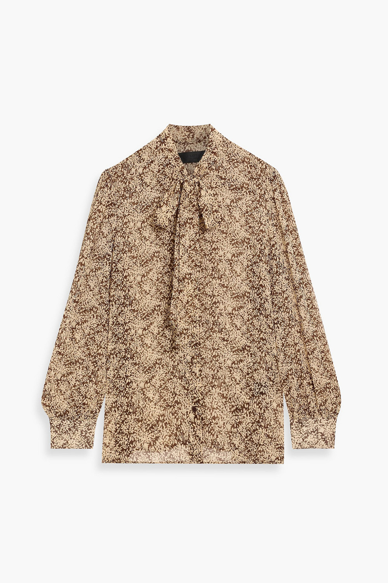 nili lotan - carina pussy-bow printed silk-chiffon blouse - neutral - m