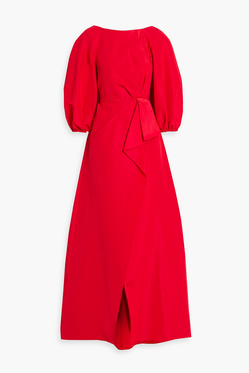 carolina herrera - wrap-effect silk-faille gown - red - us 4