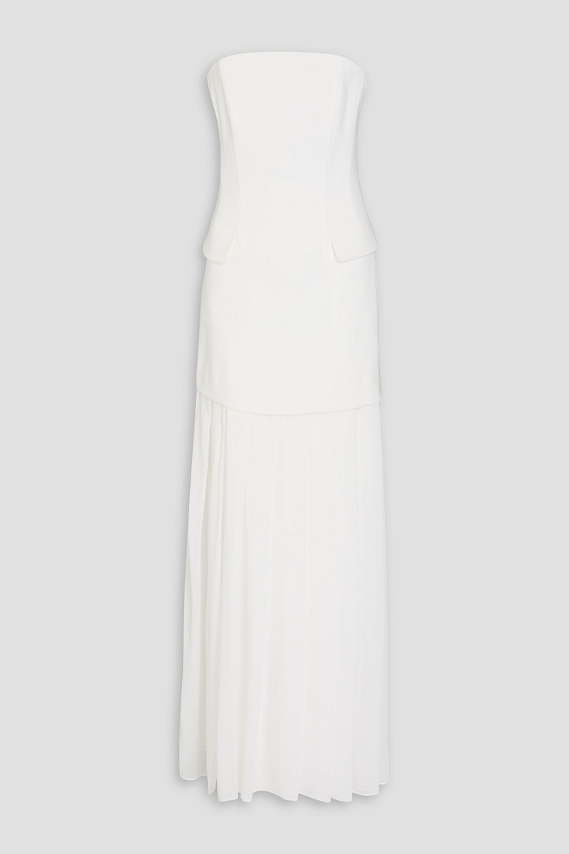 nicholas - strapless pleated crepe maxi dress - white - us 0