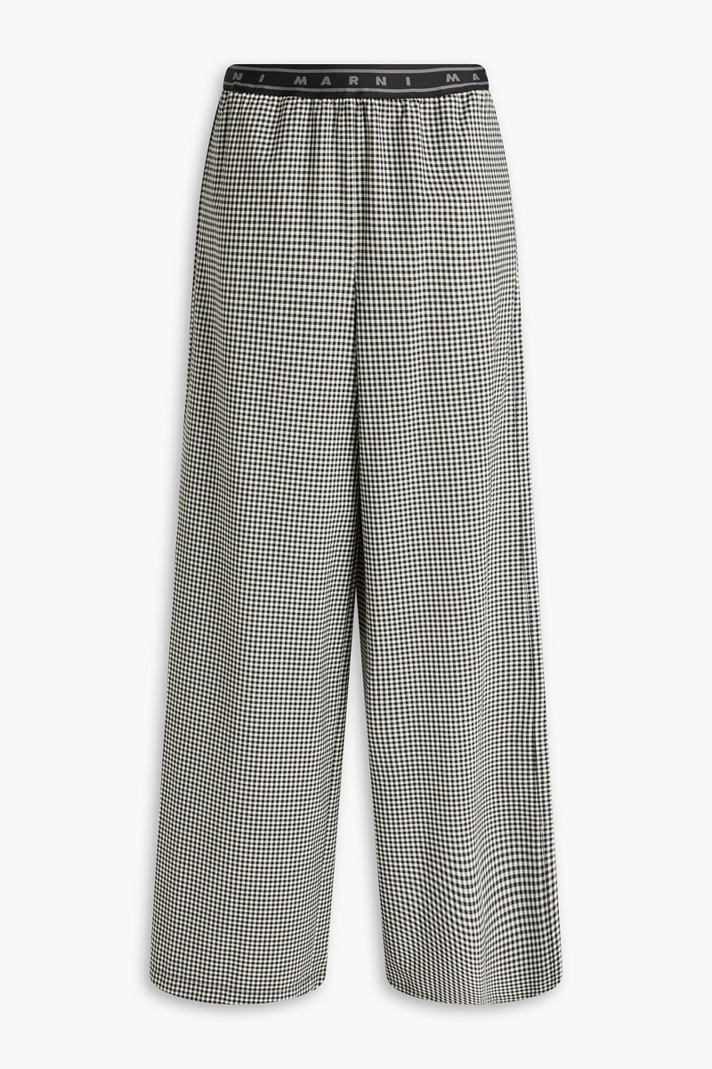 marni - gingham jacquard wide-leg pants - black - it 40
