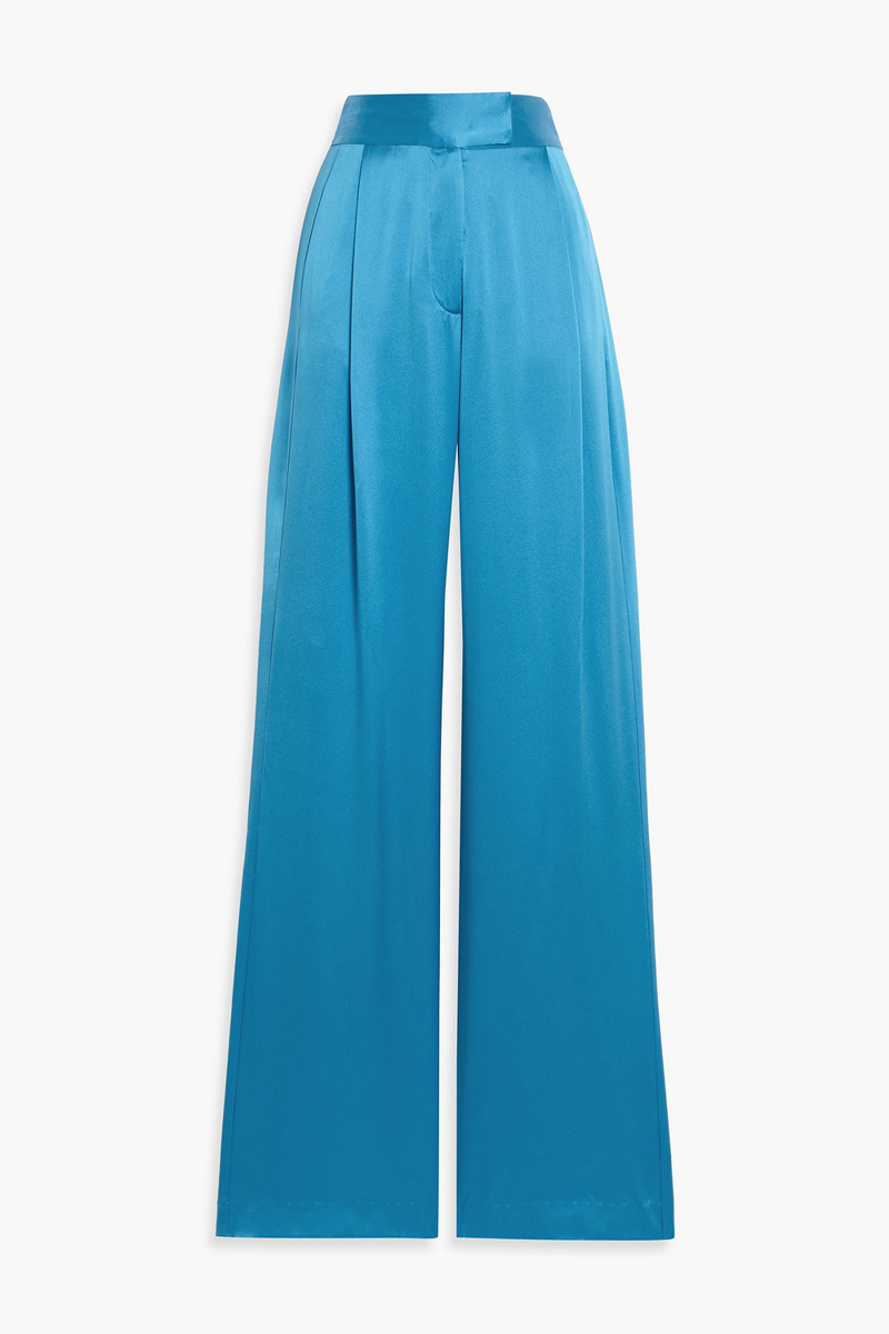 the sei - silk-satin wide-leg pants - blue - us 0