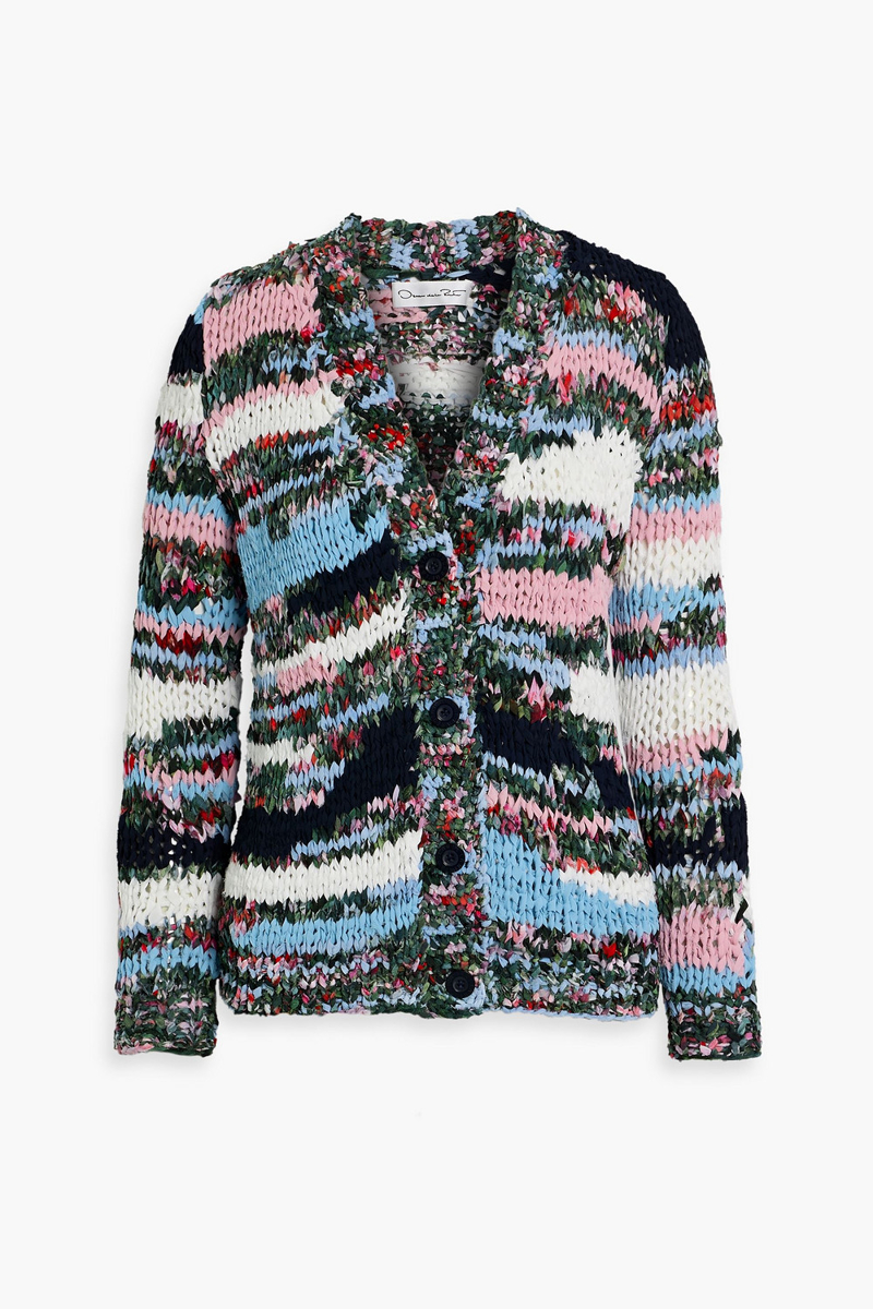 oscar de la renta - crochet cardigan - blue - xs