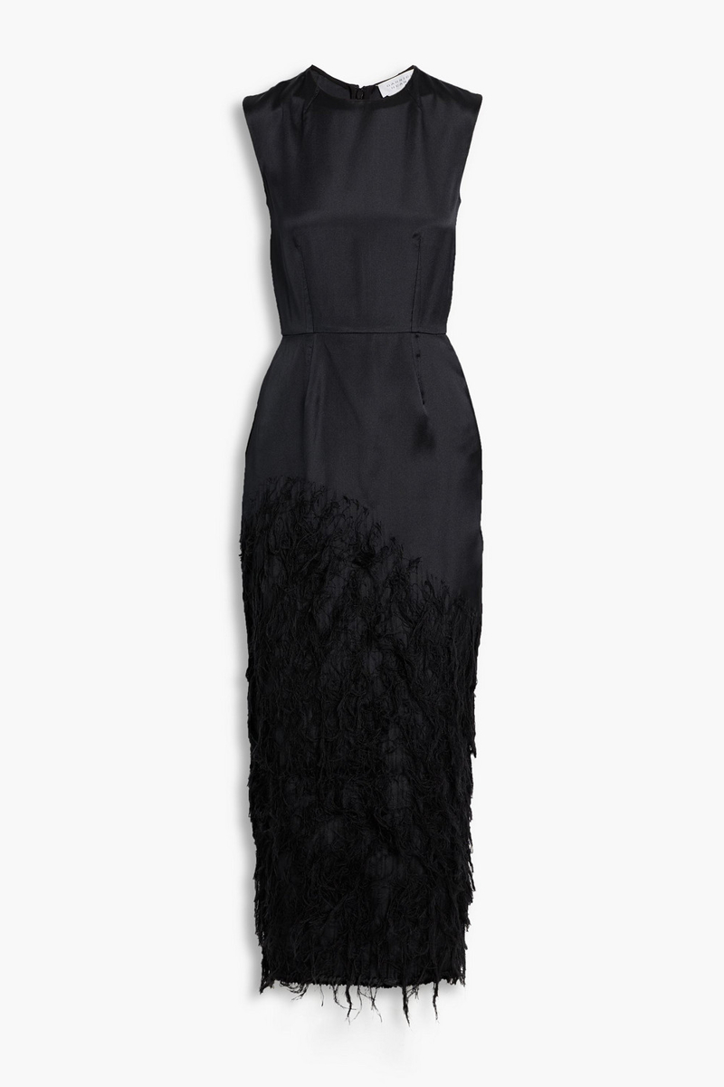 gabriela hearst - maslow feather-embellished silk-satin twill midi dress - black - it 36