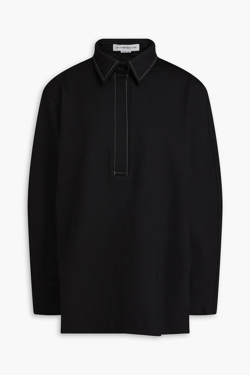 victoria beckham - jersey polo shirt - black - uk 4