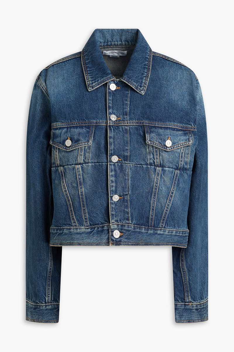 victoria beckham - cropped denim jacket - blue - uk 10