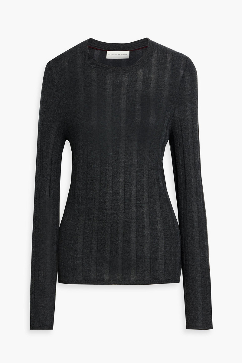 veronica de piante - maya ribbed cashmere sweater - gray - l