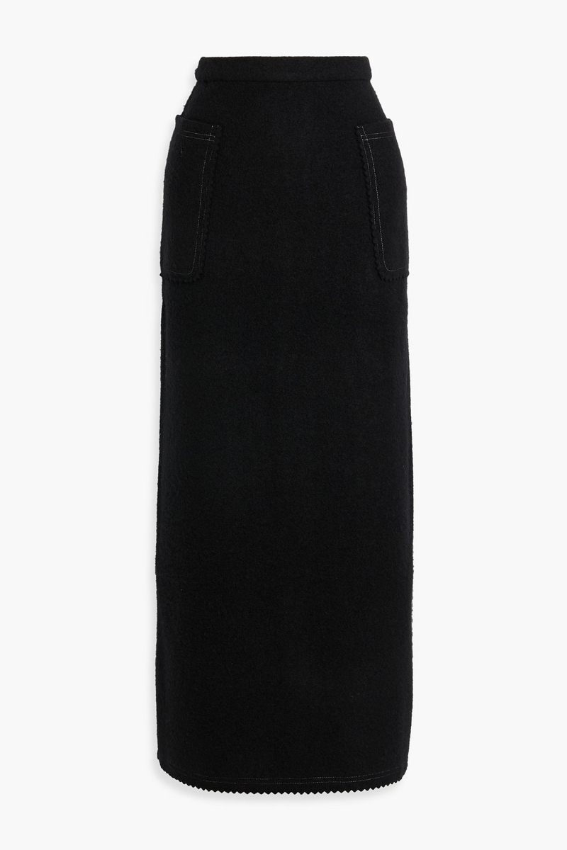 max mara - galosce wool and cashmere-blend felt maxi skirt - black - s