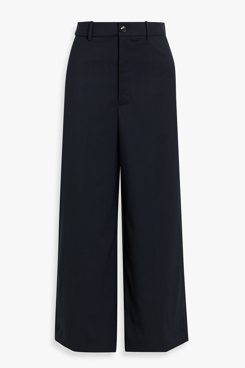 nili lotan - emerald wool-blend twill wide-leg pants - blue - us 0