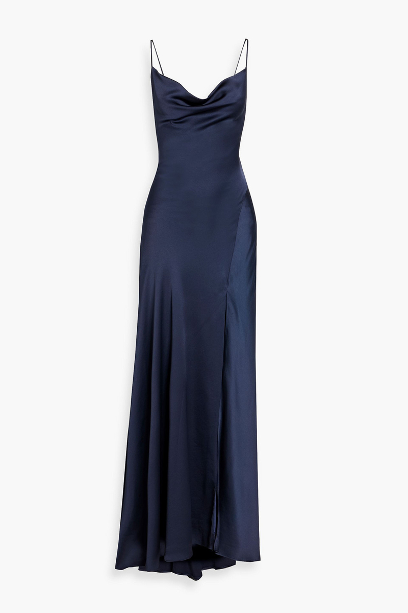 simkhai - finley draped satin gown - blue - us 00