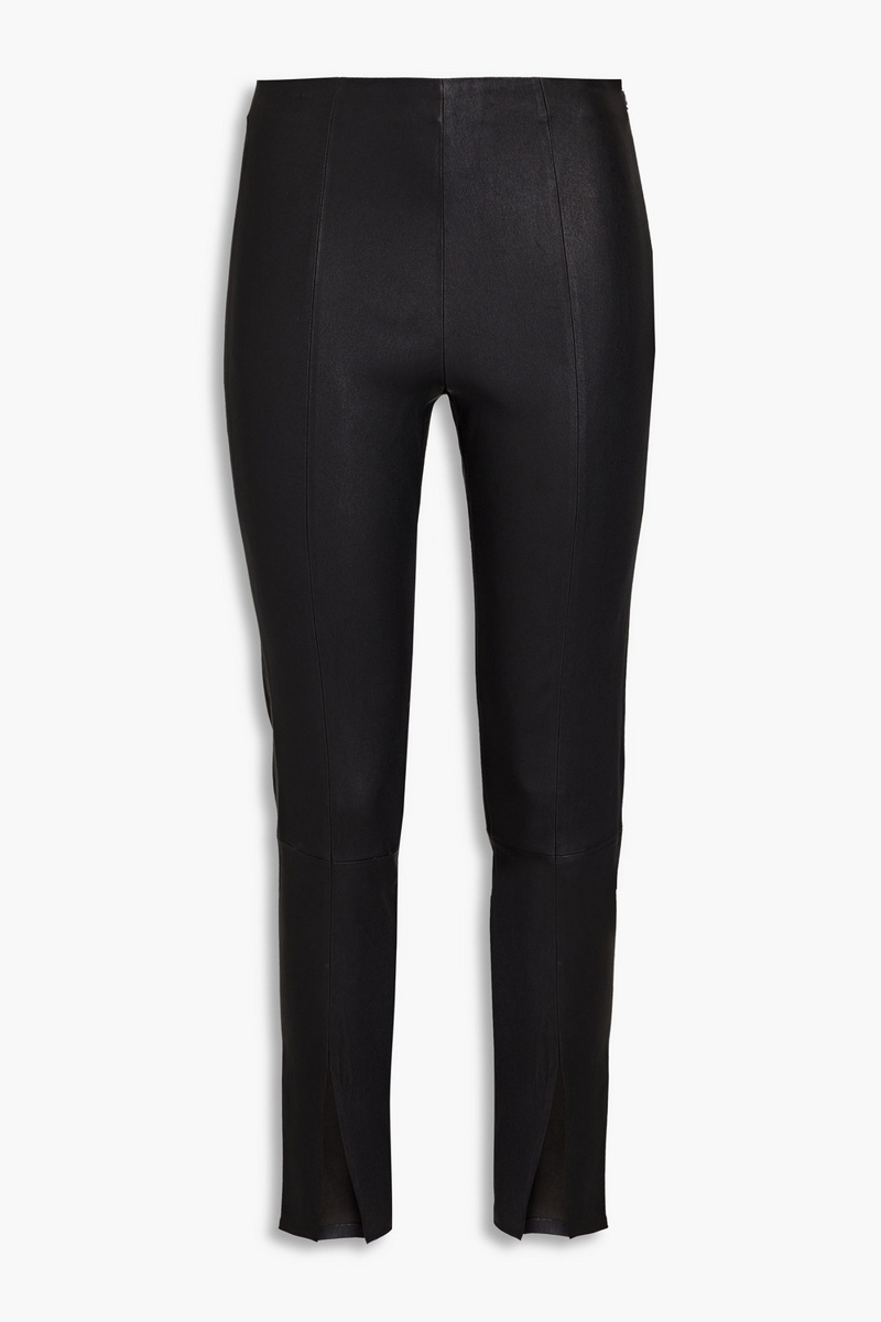 theory - cropped leather leggings - black - us 0